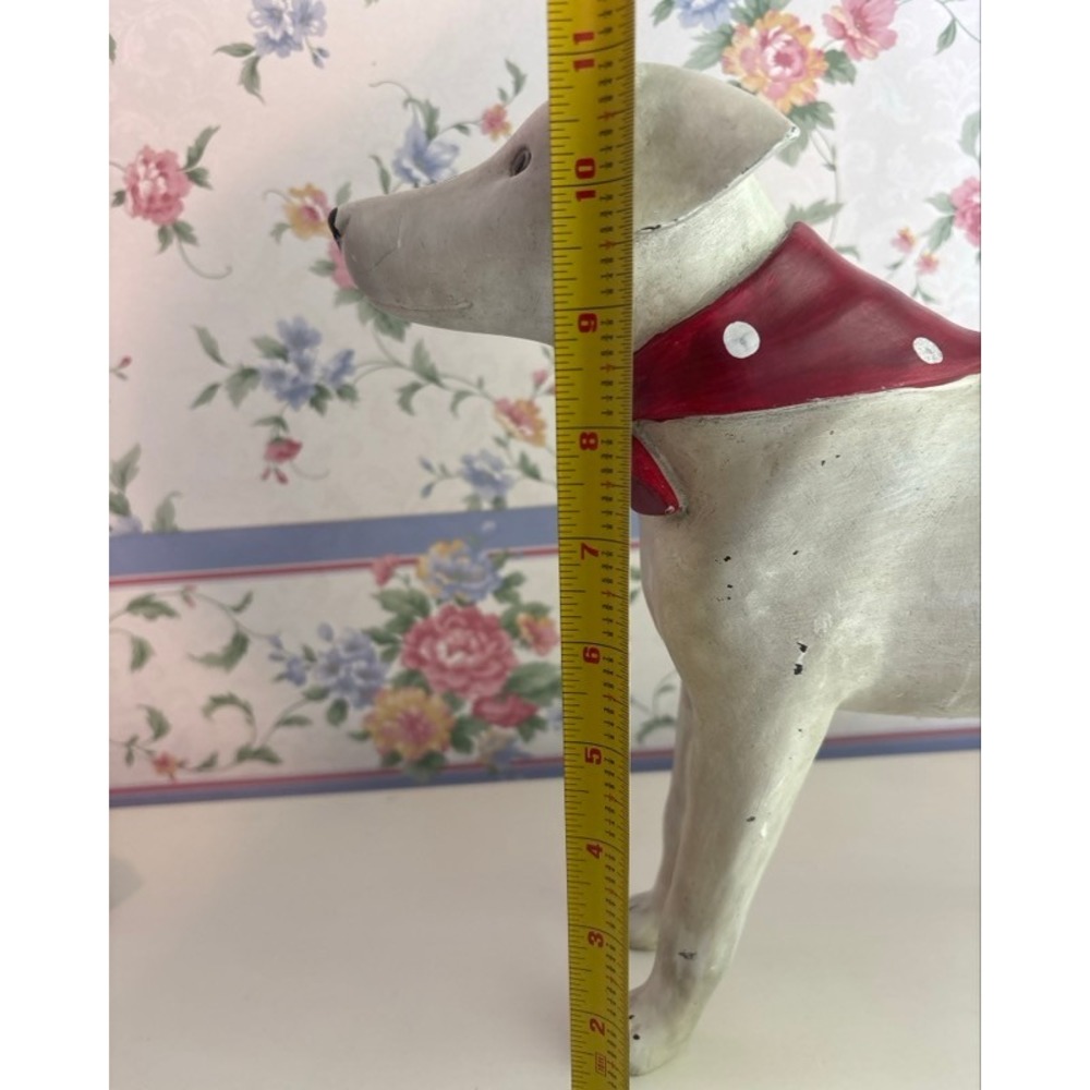 Rustic Standing Dog Figurine with Red Polka Dot Bandana Farmhouse Decor 14in - Picture 5 of 11